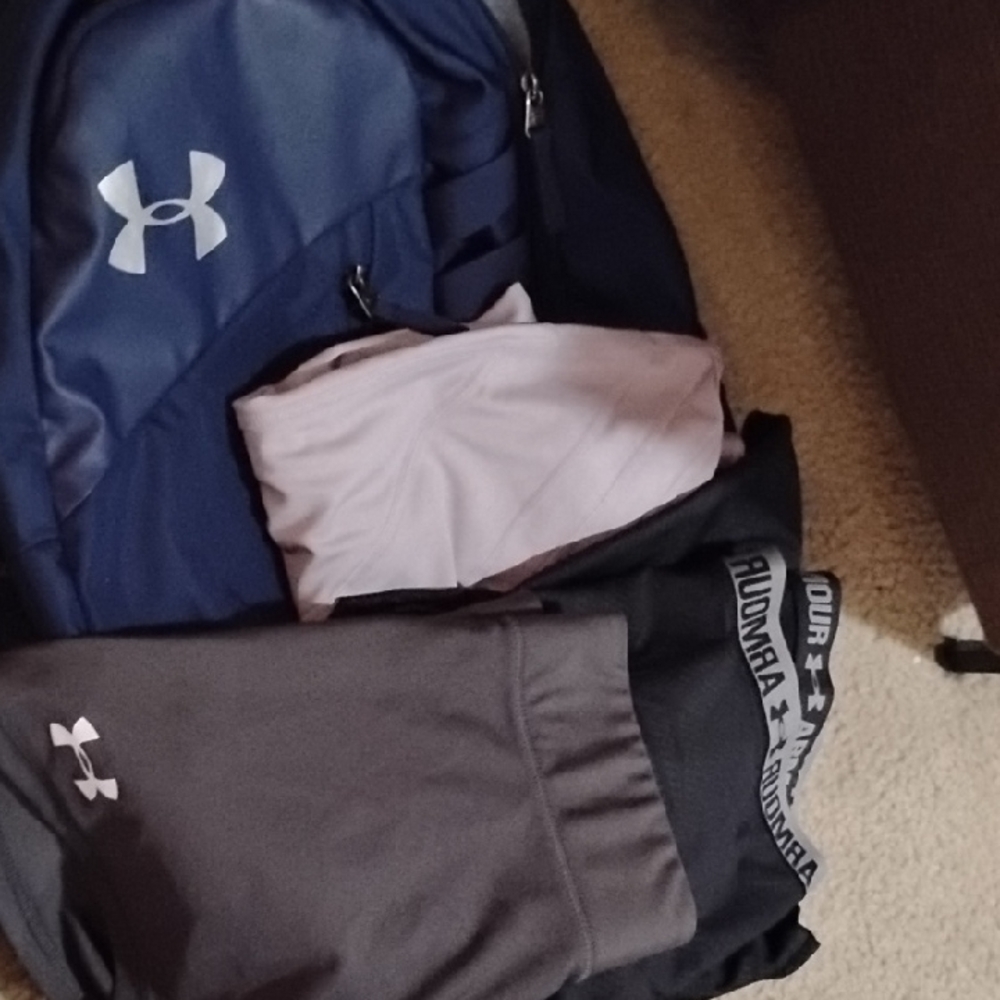 Under Armour Navy Backpack with Gray and Pink Apparel Under Armour Bundle